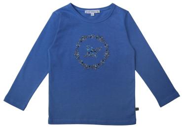 Enfant Terrible Shirt mit Vogelstickerei in blau  aus Biobaumwolle GOTS